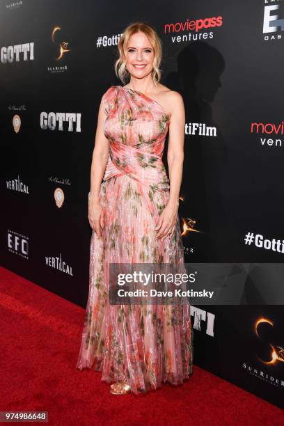 Kelly Preston attends the New York premiere of Gotti starring John Travolta, in theaters June 15, 2018 on June 14, 2018.