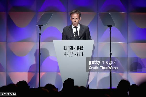 Actor Stephen Dorff speaks onstage during the Songwriters Hall of Fame 49th Annual Induction and Awards Dinner at New York Marriott Marquis Hotel on...