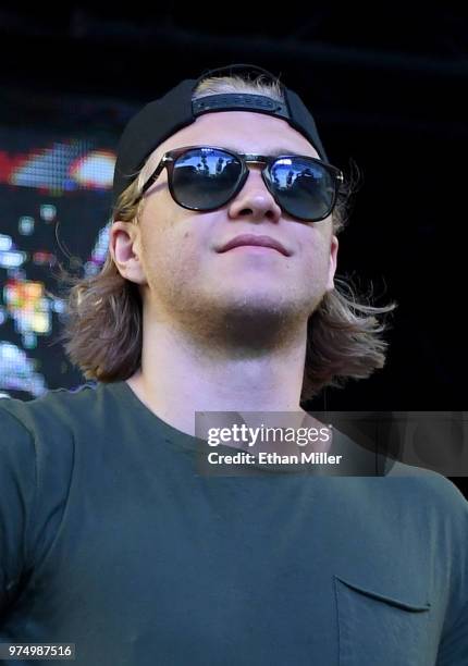 William Karlsson of the Vegas Golden Knights is introduced at the team's "Stick Salute to Vegas and Our Fans" event at the Fremont Street Experience...