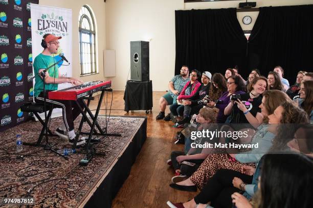 Dan Smith of Bastille performs during an EndSession hosted by 107.7 The End at Fremont Abbey Arts Center on June 14, 2018 in Seattle, Washington.