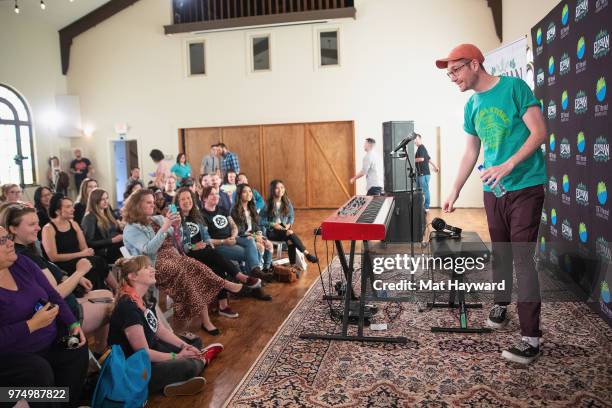 Dan Smith of Bastille performs during an EndSession hosted by 107.7 The End at Fremont Abbey Arts Center on June 14, 2018 in Seattle, Washington.