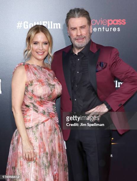 Actors Kelly Preston and John Travolta attend the "Gotti" New York premiere at SVA Theater on June 14, 2018 in New York City.