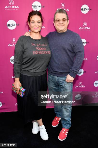 Meredith Salenger and Patton Oswalt attend the Sundance Institute at Sundown Summer Benefit at the Ace Hotel on June 14, 2018 in Los Angeles,...