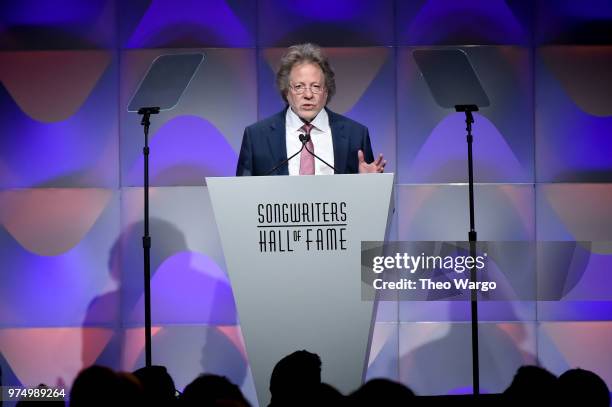 Songwriters Hall of Fame Inductee Steve Dorff speaks onstage during the Songwriters Hall of Fame 49th Annual Induction and Awards Dinner at New York...