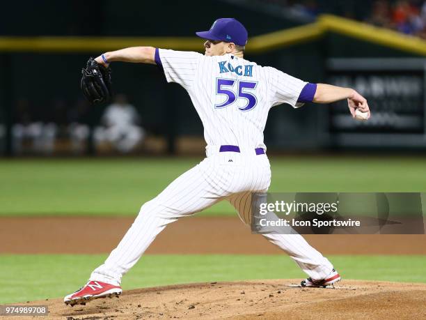 Arizona Diamondbacks starting pitcher Matt Koch pitches during the MLB baseball game between the Arizona Diamondbacks and the New York Mets on June...