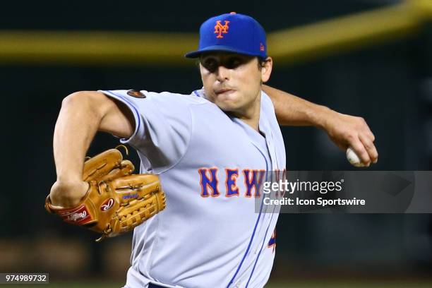New York Mets relief pitcher Jason Vargas pitches during the MLB baseball game between the Arizona Diamondbacks and the New York Mets on June 14,...