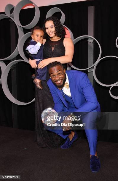 Coach of the Year award winner Tayquan Faulkner poses with his family at 2018 Up2Us Sports Gala celebrates Service Through Sports at Guastavino's on...