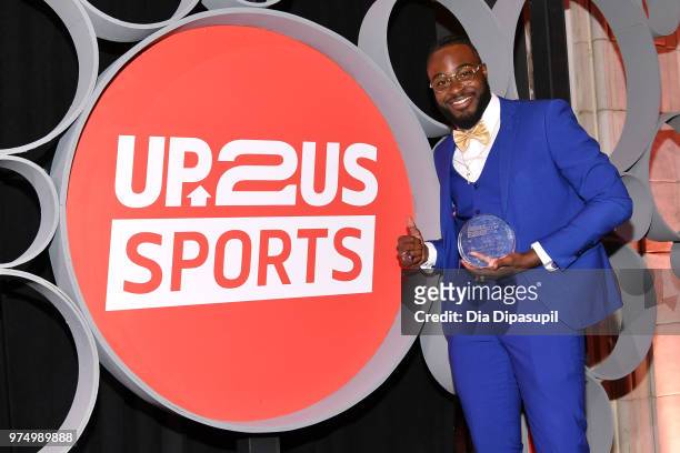 Coach of the Year award winner Tayquan Faulkner poses at 2018 Up2Us Sports Gala celebrates Service Through Sports at Guastavino's on June 14, 2018 in...
