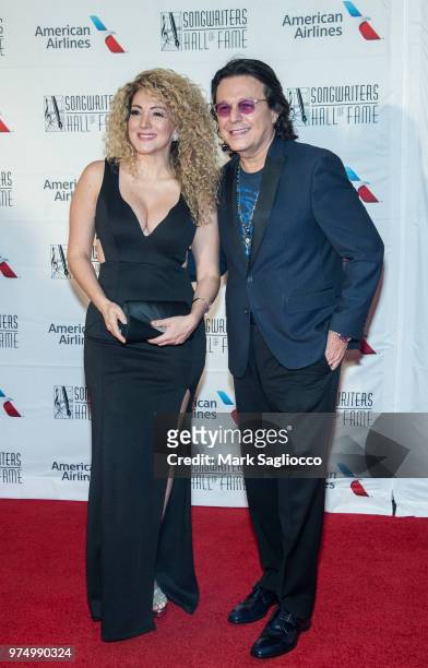 Erika Ender and Rudy Perez attend the 2018 Songwriter's Hall Of Fame Induction and Awards Gala at New York Marriott Marquis Hotel on June 14, 2018 in...