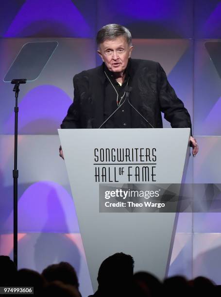 Songwriters Hall of Fame Inductee Bill Anderson speaks onstage during the Songwriters Hall of Fame 49th Annual Induction and Awards Dinner at New...