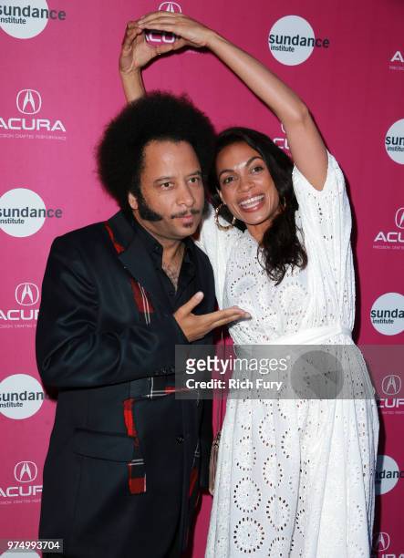 Boots Riley and Rosario Dawson attend the Sundance Institute at Sundown Summer Benefit at the Ace Hotel on June 14, 2018 in Los Angeles, California.