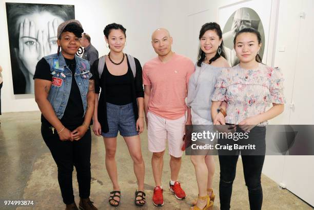 Guests attend the Tigran Tsitoghdzyan "Uncanny" show at Allouche Gallery on June 14, 2018 in New York City.