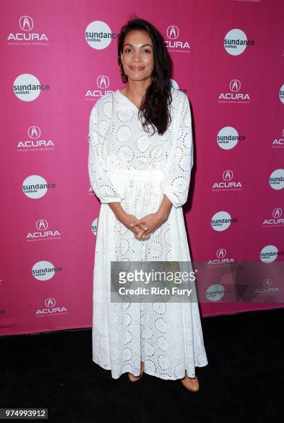 Rosario Dawson attends the Sundance Institute at Sundown Summer Benefit at the Ace Hotel on June 14, 2018 in Los Angeles, California.