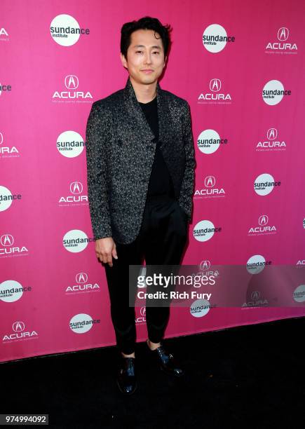 Steven Yeun attends the Sundance Institute at Sundown Summer Benefit at the Ace Hotel on June 14, 2018 in Los Angeles, California.