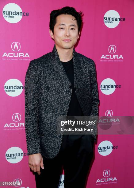 Steven Yeun attends the Sundance Institute at Sundown Summer Benefit at the Ace Hotel on June 14, 2018 in Los Angeles, California.