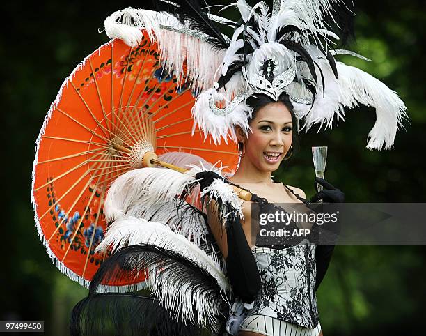 Ladyboy from Bangkok is pictured in the Meadows, in Edinburgh, on August 1, 2008 prior to their annual performances at the Edinburgh Fringe Festival....