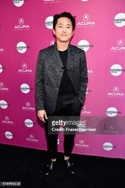 Steven Yeun attends the Sundance Institute at Sundown Summer Benefit at the Ace Hotel on June 14, 2018 in Los Angeles, California.
