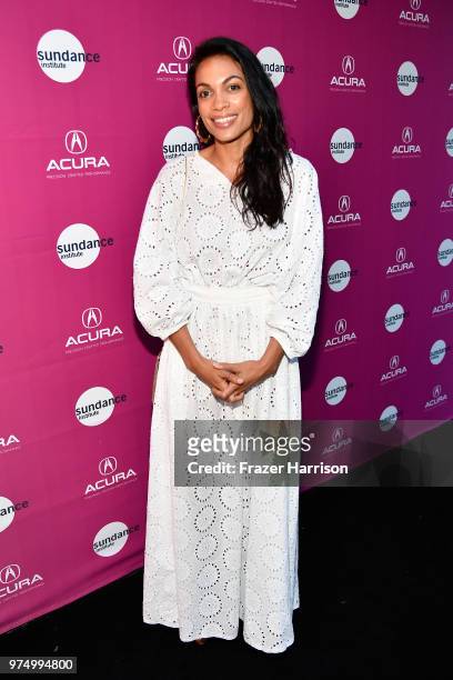 Rosario Dawson attends the Sundance Institute at Sundown Summer Benefit at the Ace Hotel on June 14, 2018 in Los Angeles, California.