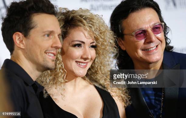 Jason Mraz, Erika Ender and Rudy Perez attend 2018 Songwriter's Hall of Fame Induction and Awards Gala at New York Marriott Marquis Hotel on June 14,...