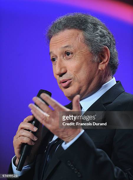 French TV host Michel Drucker attend the 25th Victoires de la Musique yearly French music awards ceremony at Zenith de Paris on March 6, 2010 in...