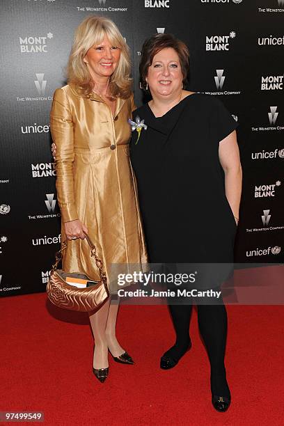 Montblanc PR/Cultural Affairs Director Ingrid Roosen-Trinks and President and CEO of U.S. Fund for UNICEF Caryl Stern arrives at the Montblanc...