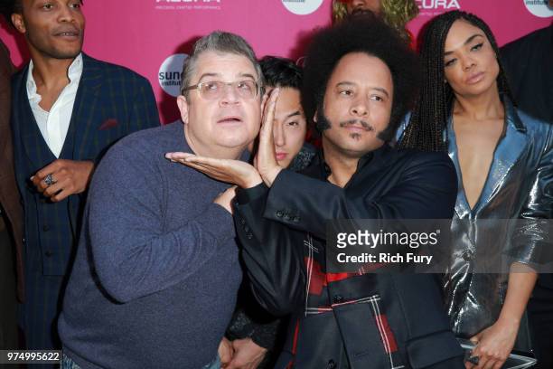 Patton Oswalt, Steven Yeun, Boots Riley, and Tessa Thompson attend the Sundance Institute at Sundown Summer Benefit at the Ace Hotel on June 14, 2018...
