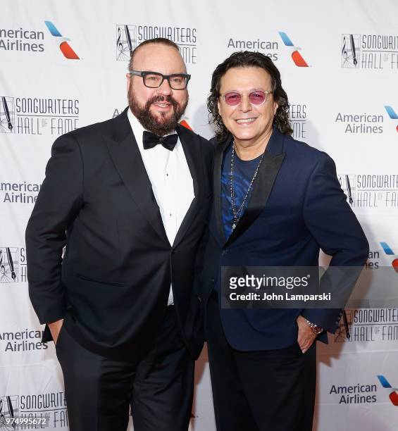 Desmond Child and Rudy Perez attend 2018 Songwriter's Hall of Fame Induction and Awards Gala at New York Marriott Marquis Hotel on June 14, 2018 in...
