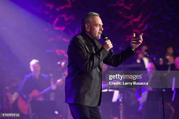 Johnny Mercer Award Honoree Neil Diamond performs onstage during the Songwriters Hall of Fame 49th Annual Induction and Awards Dinner at New York...