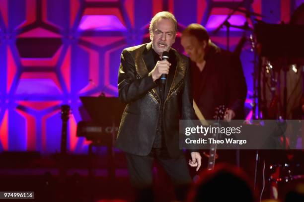 Honoree Neil Diamond performs onstage during the Songwriters Hall of Fame 49th Annual Induction and Awards Dinner at New York Marriott Marquis Hotel...