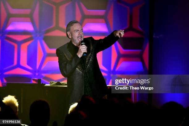 Honoree Neil Diamond performs onstage during the Songwriters Hall of Fame 49th Annual Induction and Awards Dinner at New York Marriott Marquis Hotel...