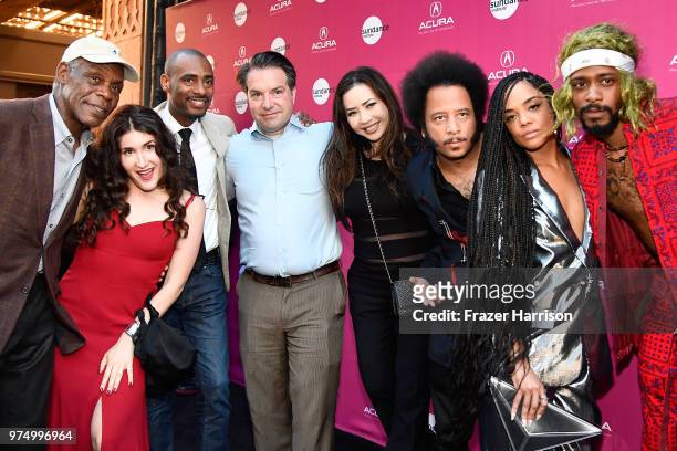 Danny Glover, Kate Berlant, Charles King, George Rush, Nina Yang Bongiovi, Boots Riley, Tessa Thompson, and Lakeith Stanfield attend the Sundance...