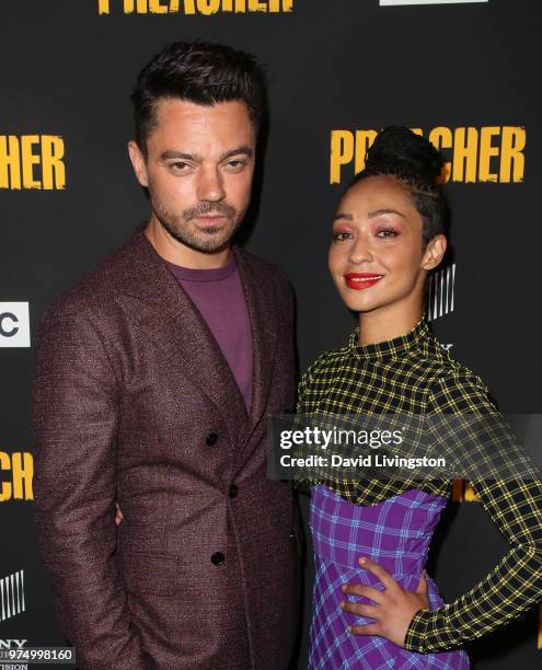 Actors Dominic Cooper and Ruth Negga attend the premiere of AMC's "Preacher" Season 3 at The Hearth and Hound on June 14, 2018 in Los Angeles,...