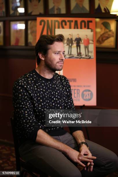 Armie Hammer attends photo call for the Second Stage Theatre Company production of 'Straight White Men' at Sardi's on June 14 30, 2018 in New York...