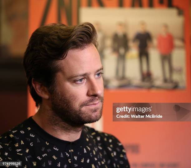 Armie Hammer attends photo call for the Second Stage Theatre Company production of 'Straight White Men' at Sardi's on June 14 30, 2018 in New York...