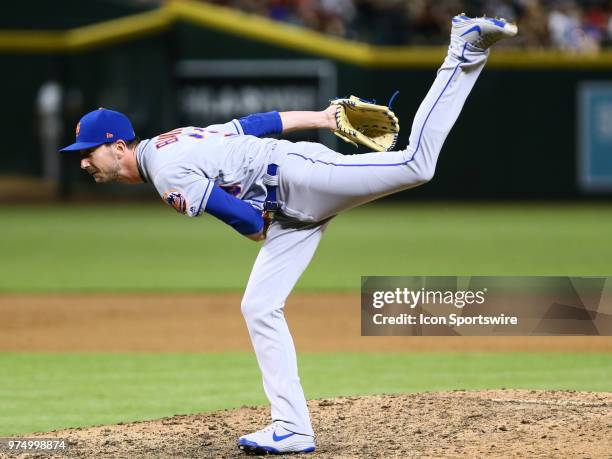New York Mets relief pitcher Jerry Blevins pitches during the MLB baseball game between the Arizona Diamondbacks and the New York Mets on June 14,...