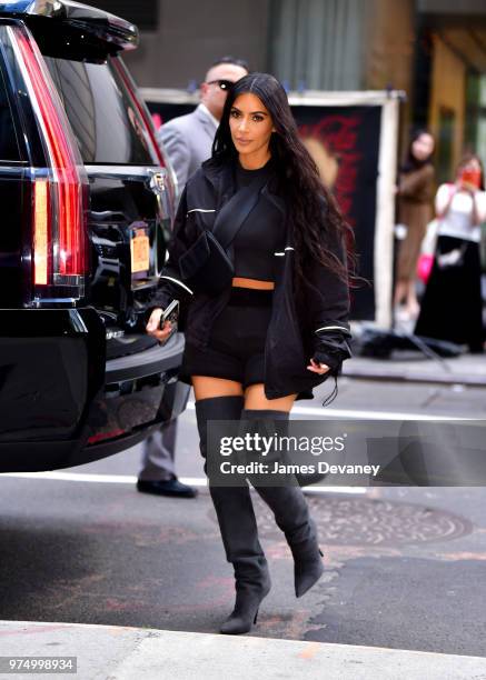 Kim Kardashian seen on the streets of Manhattan on June 14, 2018 in New York City.