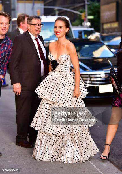 Natalie Portman arrives to 'The Late Show With Stephen Colbert' at the Ed Sullivan Theater on June 14, 2018 in New York City.