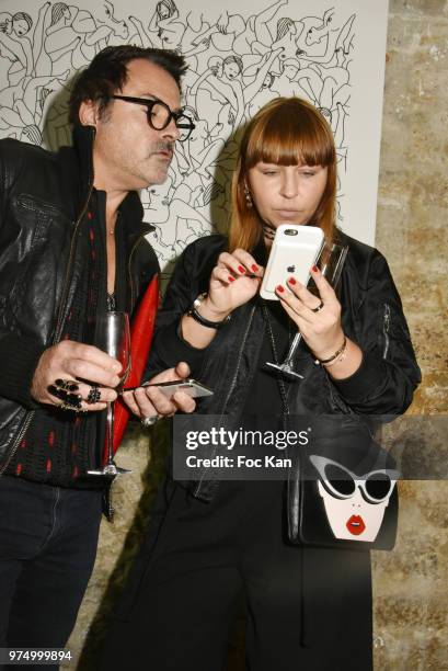 On Aura Tout Vu PR Frederic Blanc and russian journalist Olesya Okuneva attend the Archiman Men Body Care Launch Party at 22 Rue de L'Universite on...