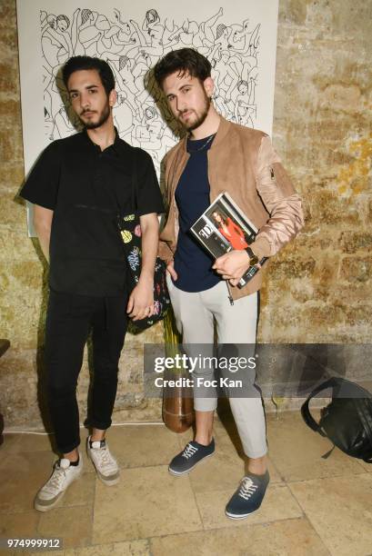 Influencers Oscar Gordillo and Yanis Bargoin attend the Archiman Men Body Care Launch Party at 22 Rue de L'Universite on June 14, 2018 in Paris,...