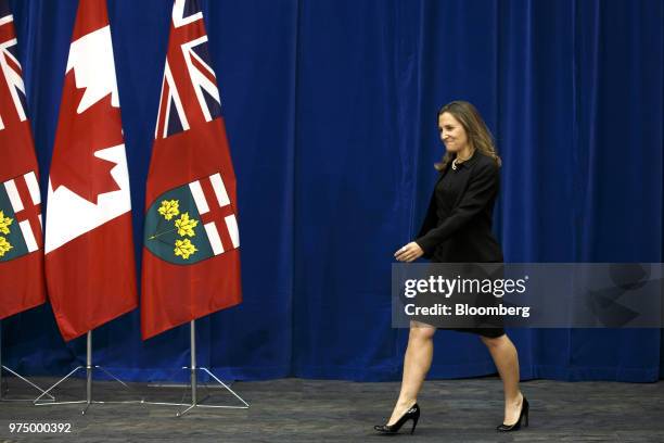 Chrystia Freeland, Canada's minister of foreign affairs, arrives for a briefing on North American Free Trade Agreement negotiations in Toronto,...