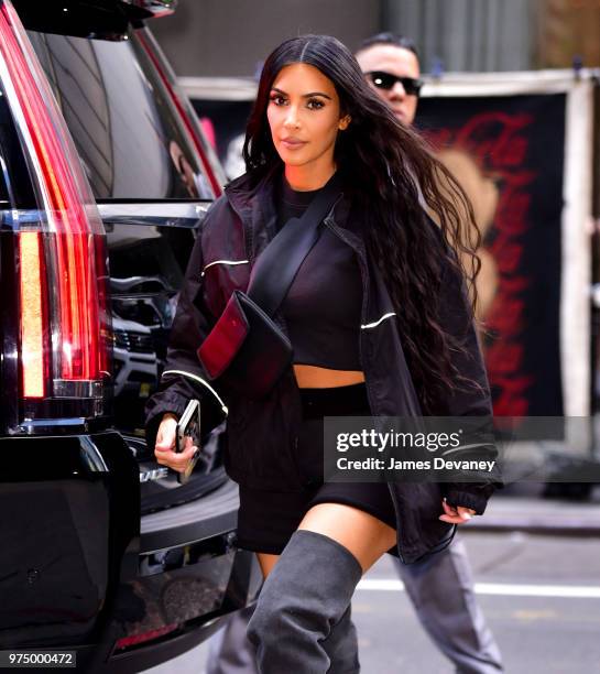 Kim Kardashian seen on the streets of Manhattan on June 14, 2018 in New York City.