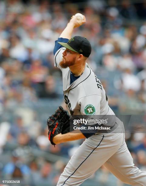 Chris Devenski of the Houston Astros in action against the New York Yankees at Yankee Stadium on May 28, 2018 in the Bronx borough of New York City....