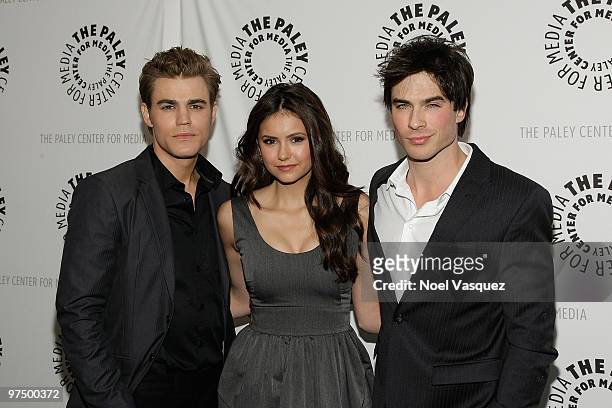 Paul Wesley, Nina Dobrev and Ian Somerhalder attend the 27th Annual PaleyFest presents "The Vampire Diaries" at Saban Theatre on March 6, 2010 in...