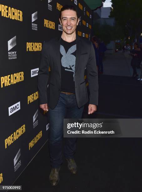 Adam Croasdell arrives at the premiere of AMC's "Preacher" Season 3 at The Hearth and Hound on June 14, 2018 in Los Angeles, California.