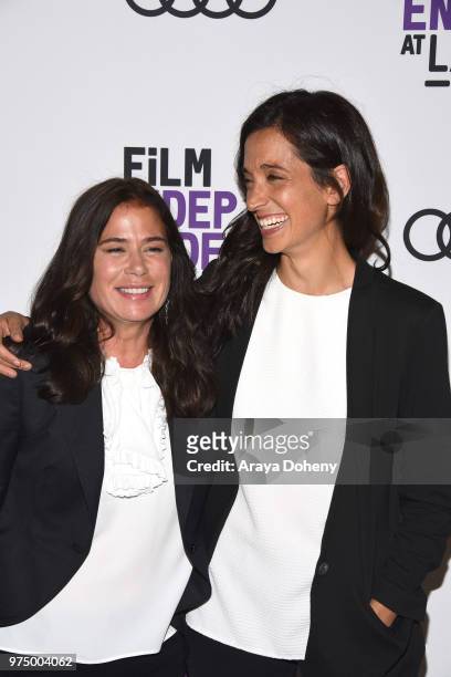 Maura Tierney and Sarah Treem attend Film Independent at LACMA presents screening and Q&A of "The Affair" at Bing Theater At LACMA on June 14, 2018...