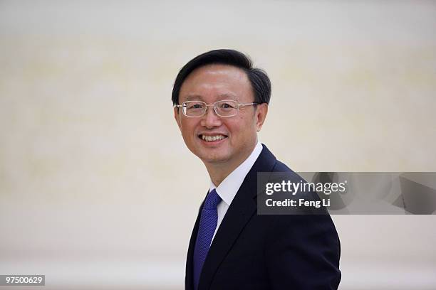 Chinese Foreign Minister Yang Jiechi attends a news conference at The Great Hall Of The People on March 7, 2010 in Beijing, China.