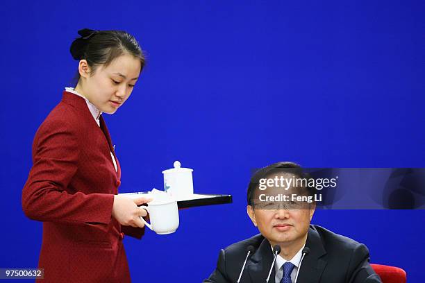 Chinese Foreign Minister Yang Jiechi attends a news conference at The Great Hall Of The People on March 7, 2010 in Beijing, China.