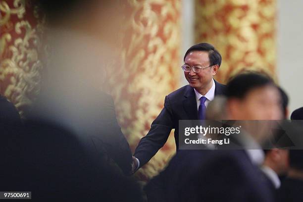 Chinese Foreign Minister Yang Jiechi attends a news conference at The Great Hall Of The People on March 7, 2010 in Beijing, China.