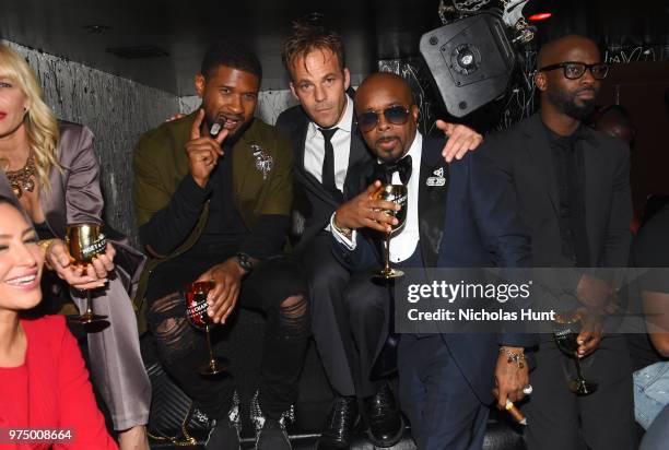 Recording artists Usher, Jermaine Dupri and Actor Stephen Dorff celebrate So So Def 25 and Songwriters Hall of Fame Induction at GoldBar Toasted by...