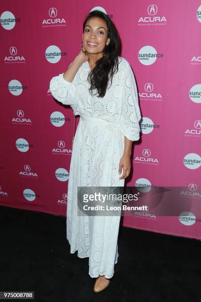 Actress Rosario Dawson attends Sundance Institute At Sundown at The Theatre at Ace Hotel on June 14, 2018 in Los Angeles, California.